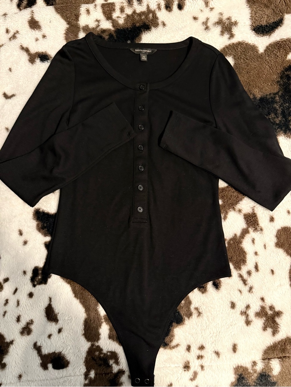 Banana Republic Black Long Sleeve Button-Front Bodysuit